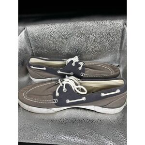 Polo Ralph Lauren Boat Shoes Lander Navy & Khaki  Topsiders Size 10.5 D Canvas